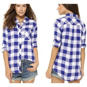 Rails Hunter Plaid Flannel Button Down Shirt Sz Small Long Sleeve Blue Rayon